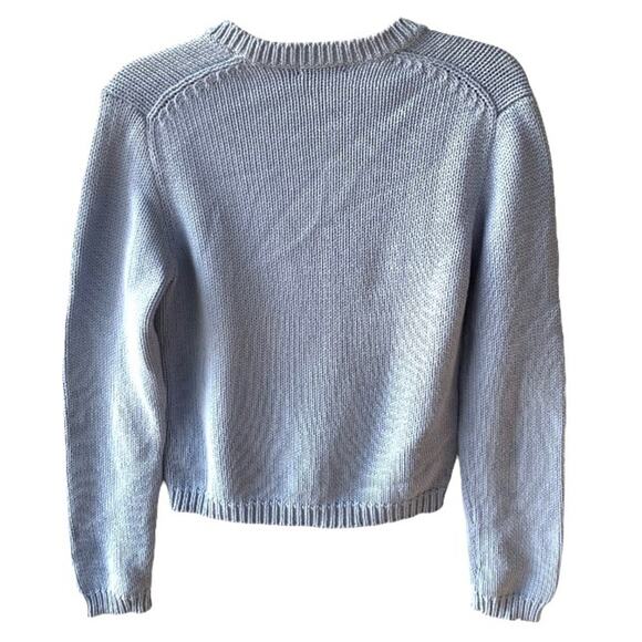 J. Crew Womens Sweater Size M Baby Blue Pullover V-Neck Cotton Tight Knit - Picture 5 of 5